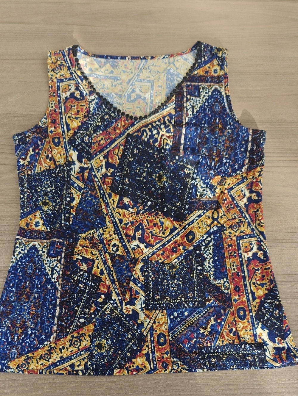 Cleo Women's Printed Tank Top in Blue & Orange